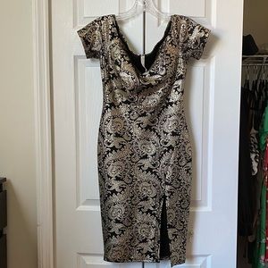 A black a gold dressed perfect for a glamour party